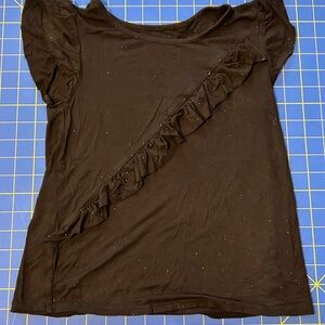 Justice Black Ruffle Sparkled Accent Blouse